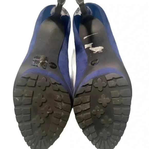 BCBG stylish trendy day 2 nite  platform blue suede leather stiletto heel 8.5 - Picture 2 of 6